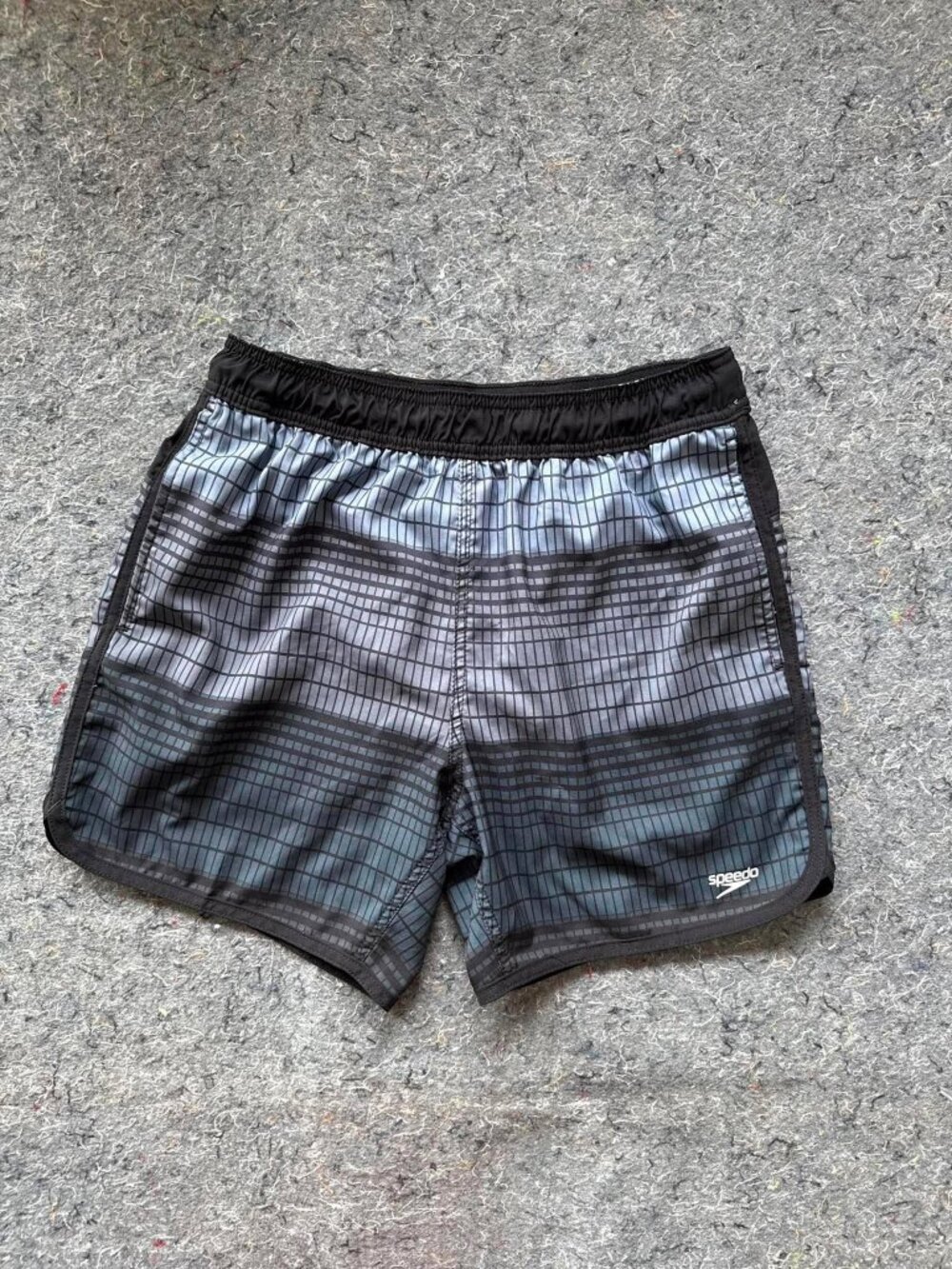 Speedo Women’s Swim Running Shorts Size S Black Gray Plaid Athletic